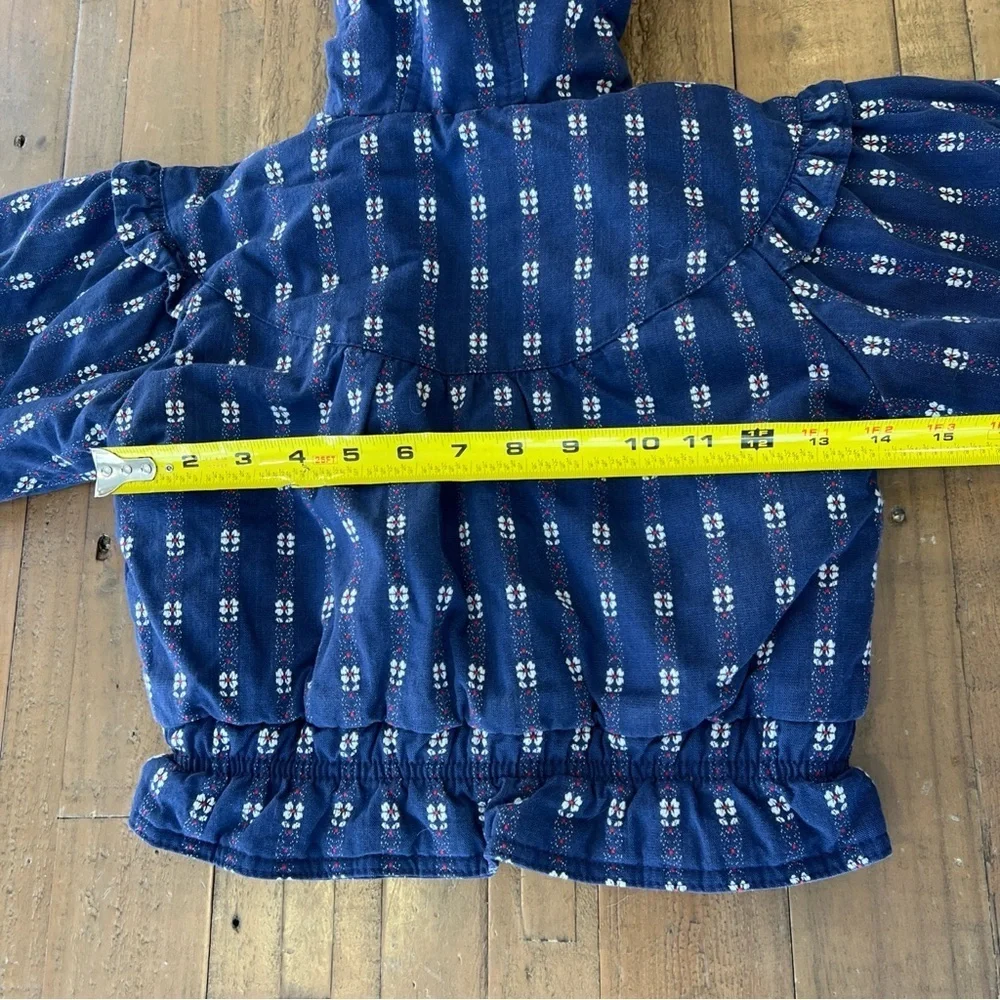 Oshkosh Vintage 90s Hooded Coat Jacket Kids 4T Blue Floral Fleece Lined